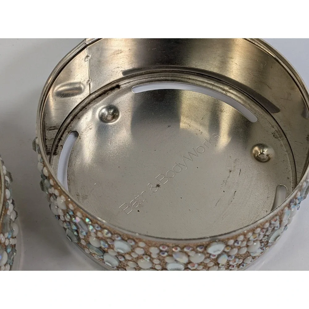 Bath and Body Works Pearls & Gems Candle Holder  3-Wick Sleeve & Glass Holder X2